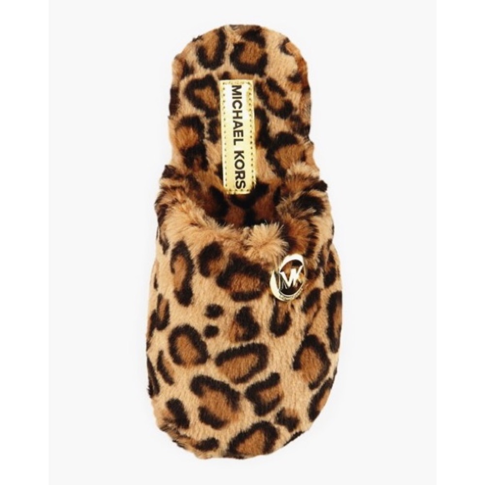 Leopard MK Jet Set Faux-Fur Slippers